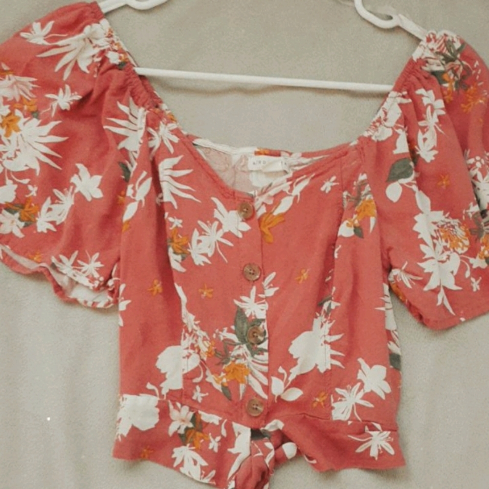 Aeropostale Floral Tie Front Top